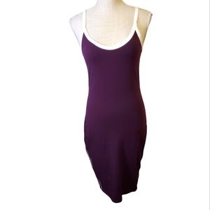 EXPRESS | Women's purple with white stripe sleeveless bodycon dress. Size small.